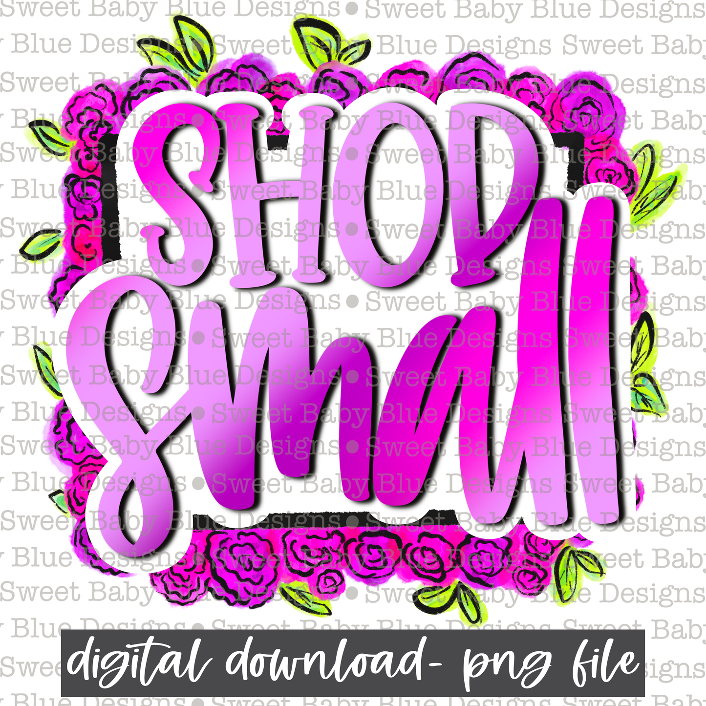 Shop small- Purple floral - 2021- PNG file- Digital Download