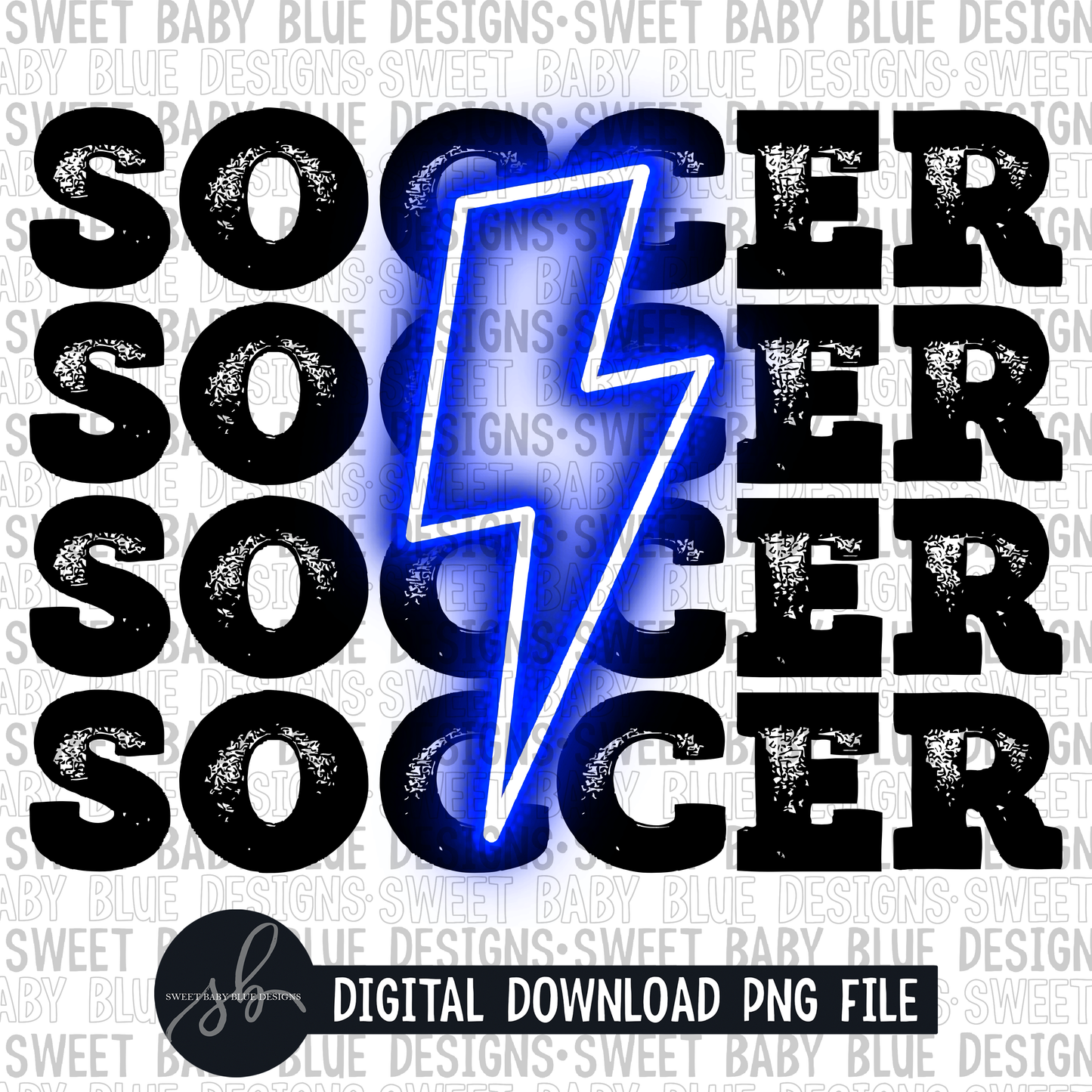 Soccer- Blue bolt- 2022 - PNG file- Digital Download