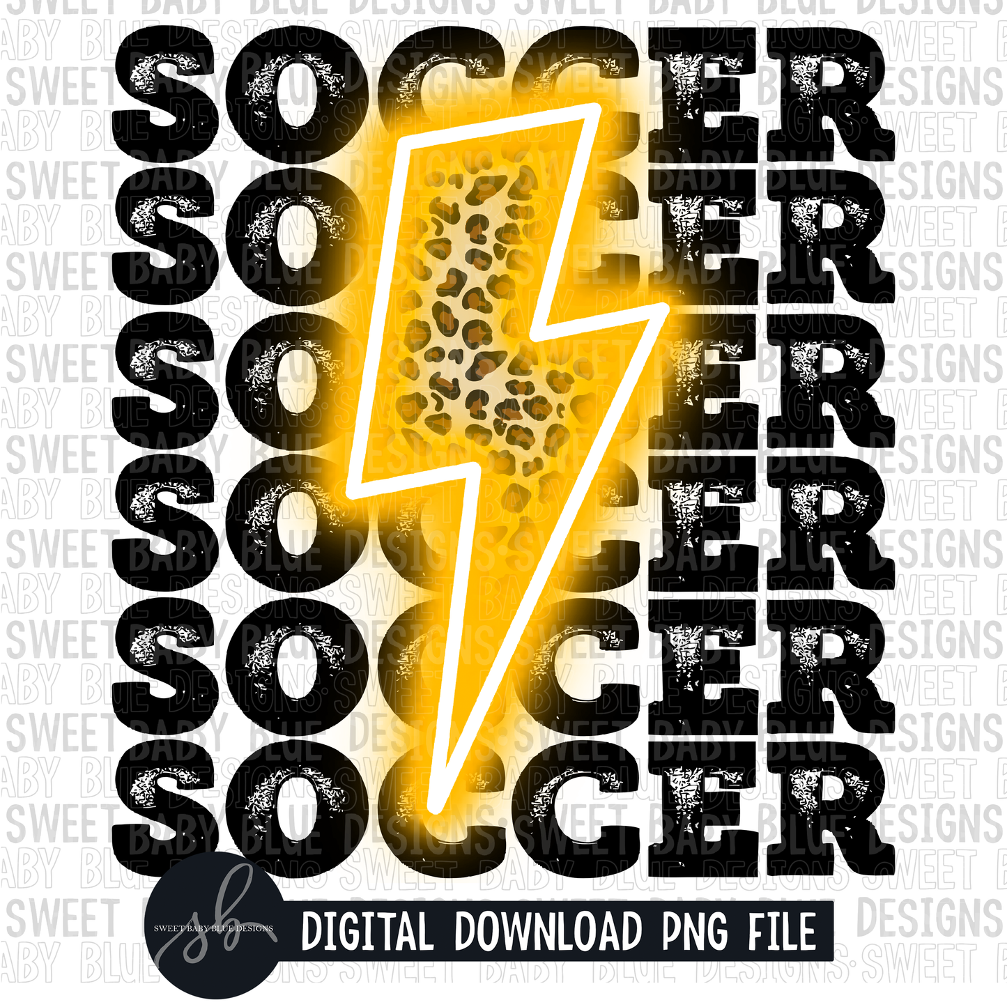 Soccer- Yellow bolt- Leopard- 2022- PNG file- Digital Download