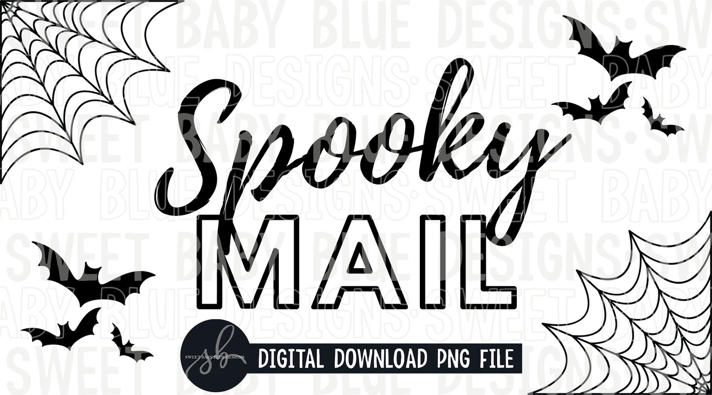Spooky mail- Black font - Thermal Sticker- Designed in 2.25 x 1.25- 2022 - PNG file- Digital Download