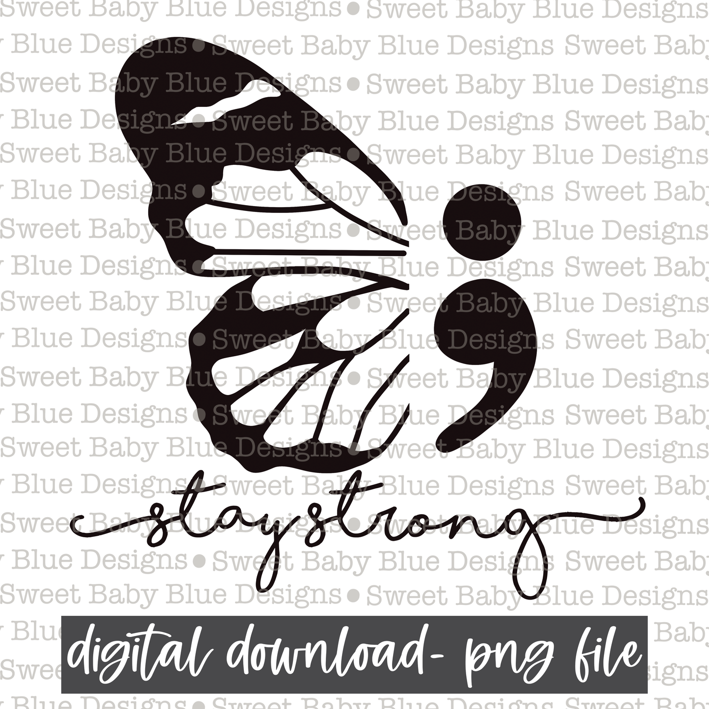 Stay strong- Mental health- Black font- 2021 - PNG file- Digital Download