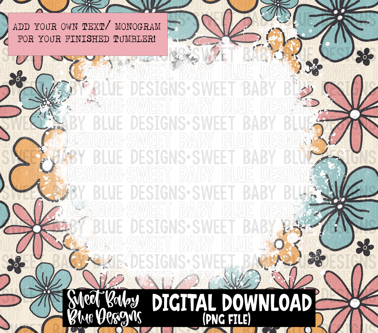 Summer floral- 20 oz. skinny tumbler- 2023 -PNG file- Digital Download