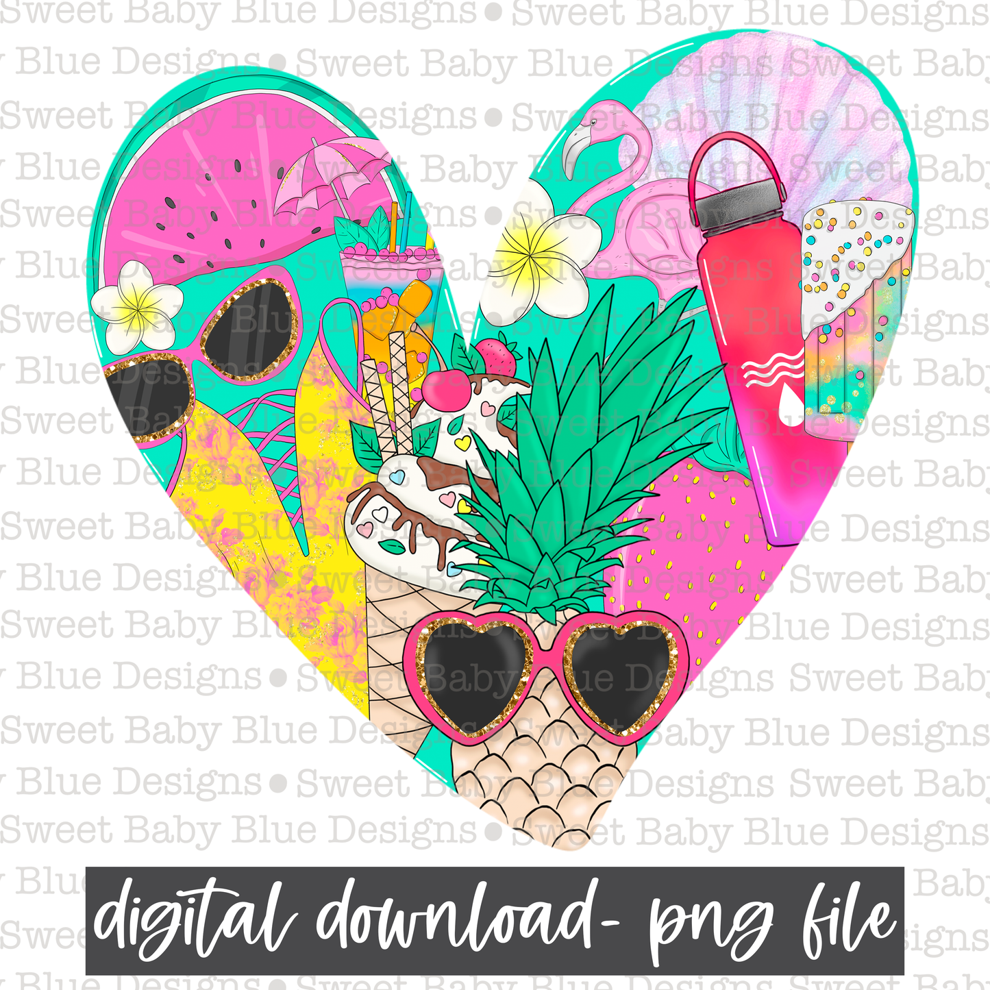 Summer heart- Summer -PNG file- Digital Download