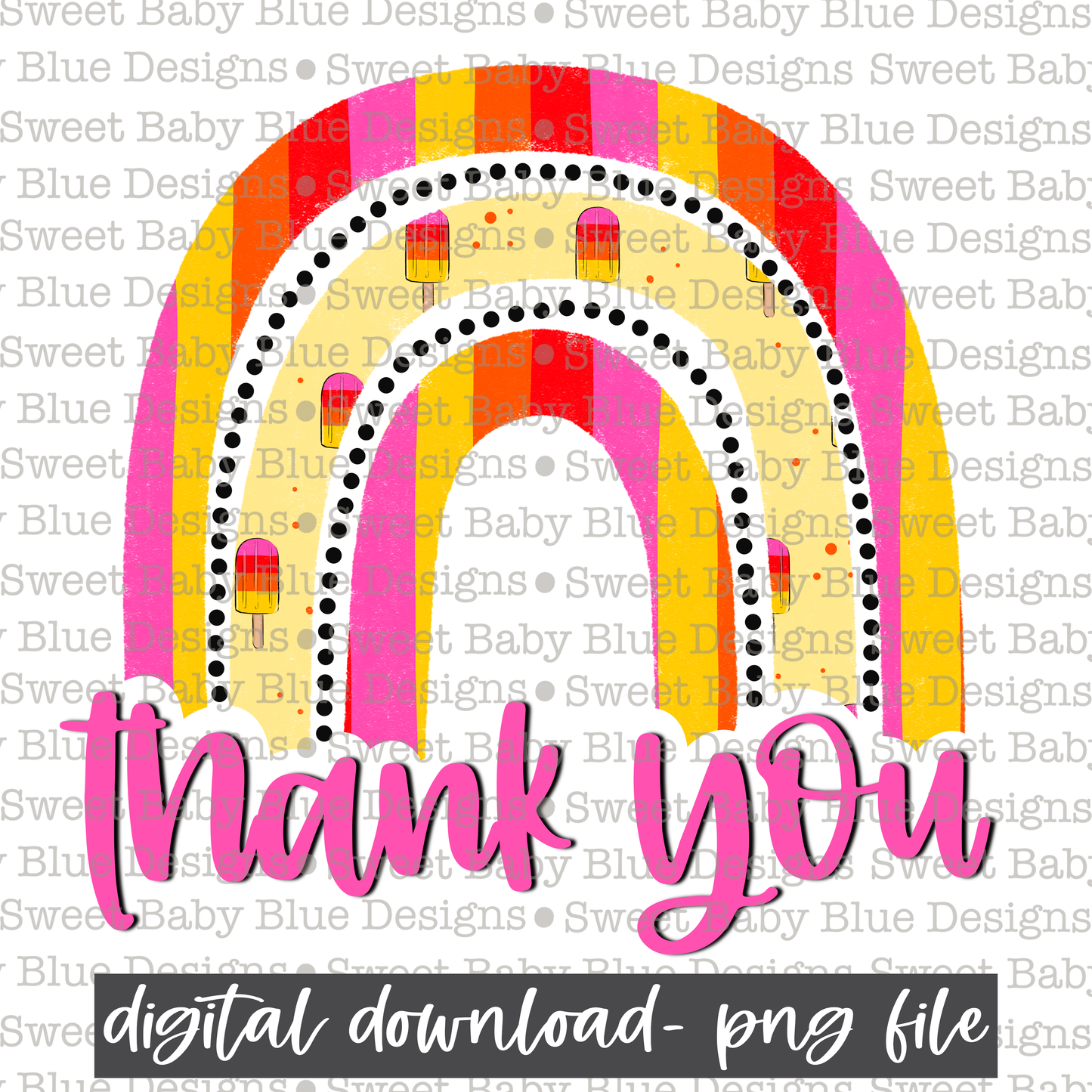 Thank you- Rainbow - Summer - 2021- PNG file- Digital Download