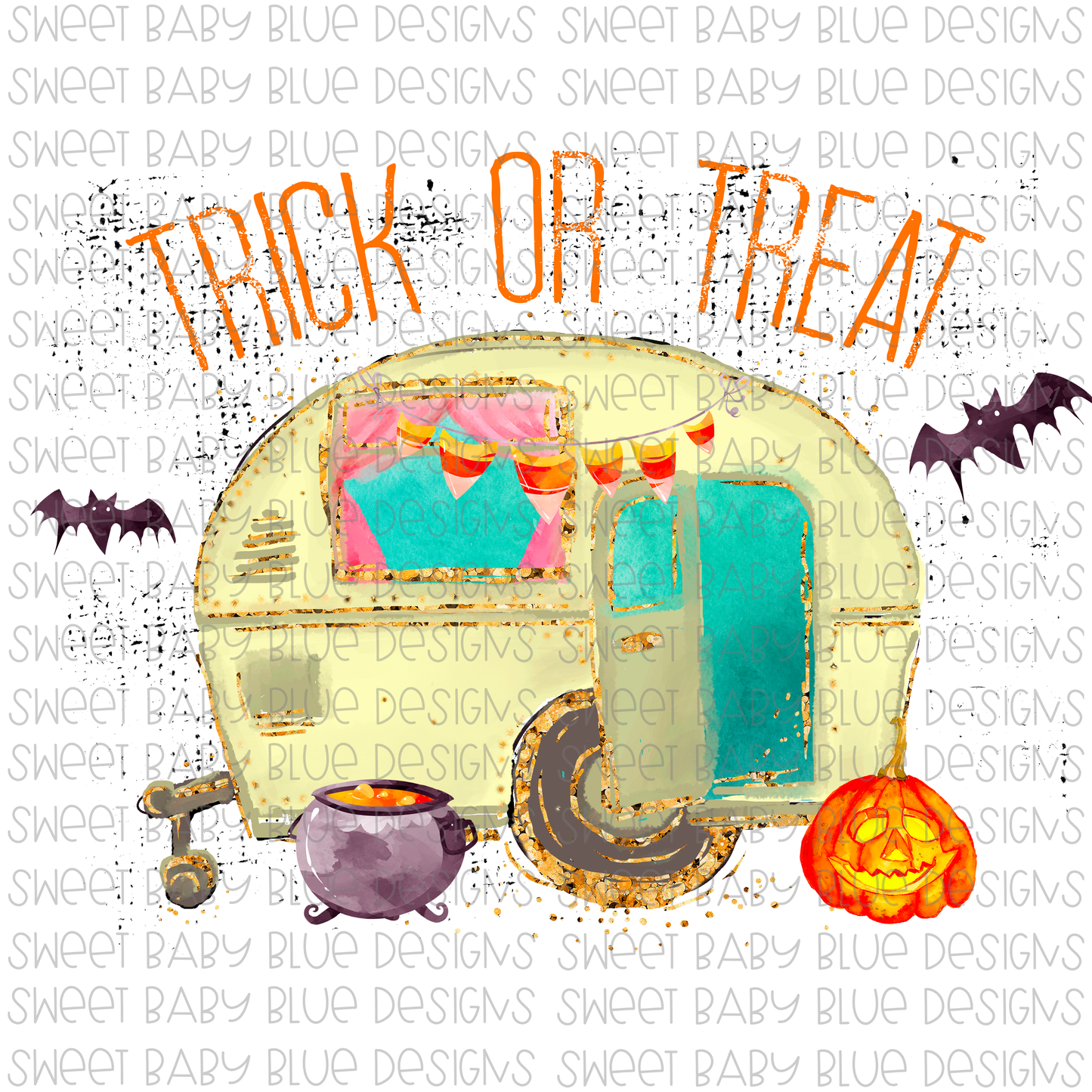 Trick or treat- Camper- Grunge- Halloween- PNG file- Digital Download