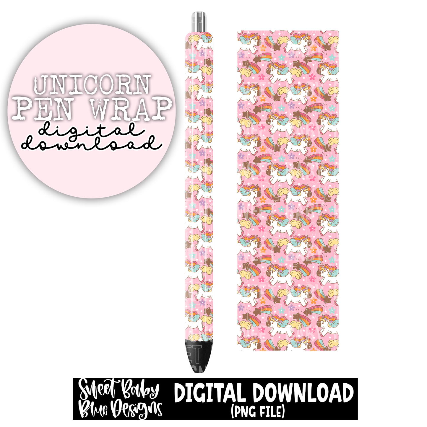 Unicorn- Pen wrap - 2023 - PNG file- Digital Download