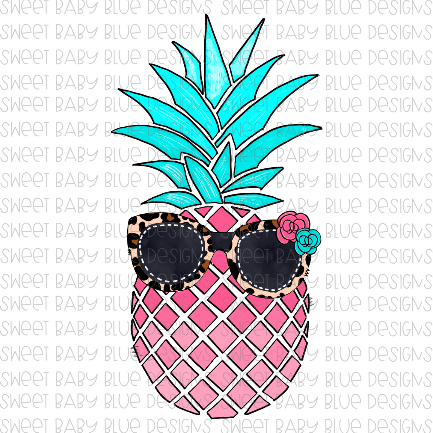 Pineapple- Leopard sunglasses- Summer- PNG files- Digital Download