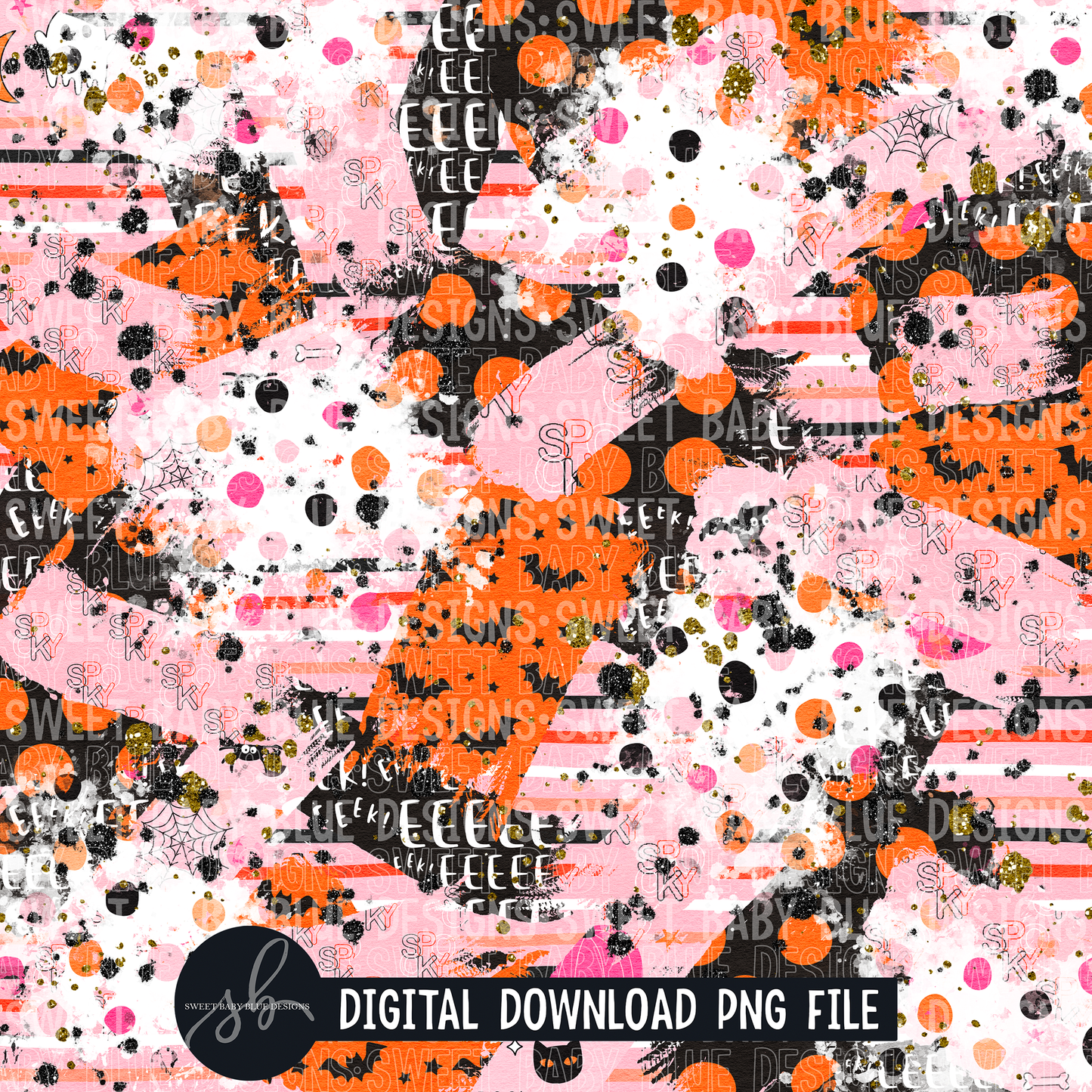 Spooky Halloween Pink brushstroke- Digital paper- 2022- PNG file- Digital Download