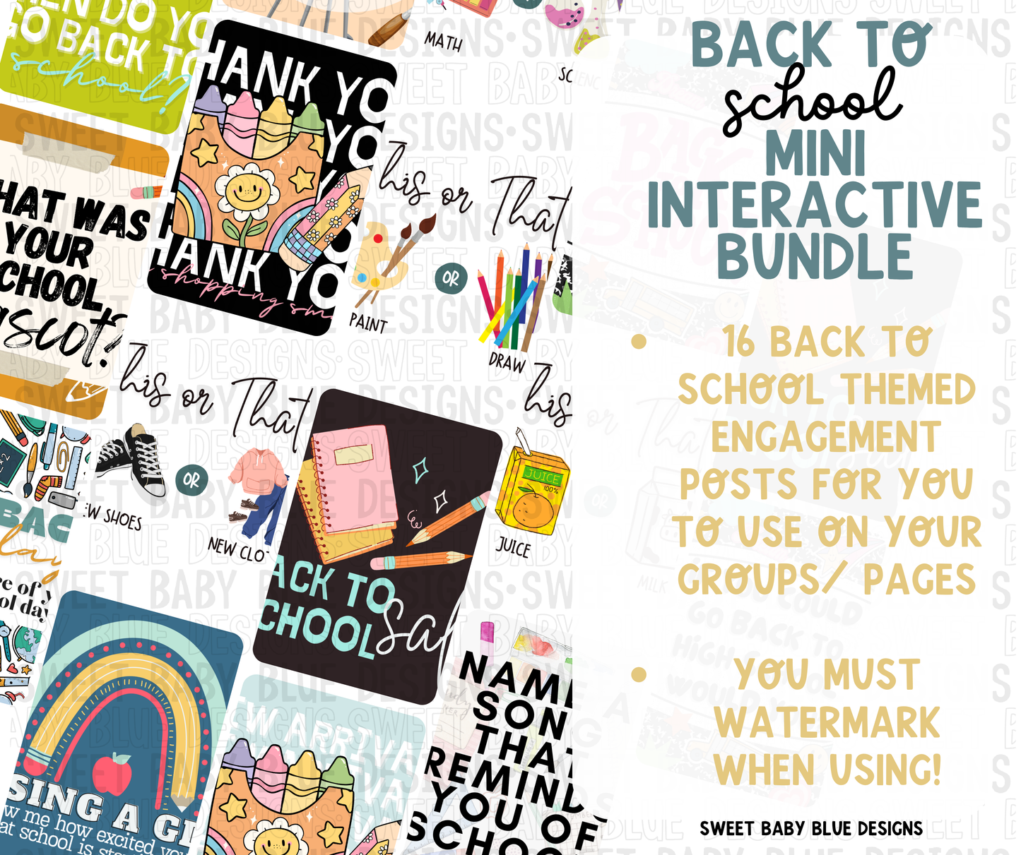 Back to school mini interactive post bundle- 2024- PNG file- Digital Download