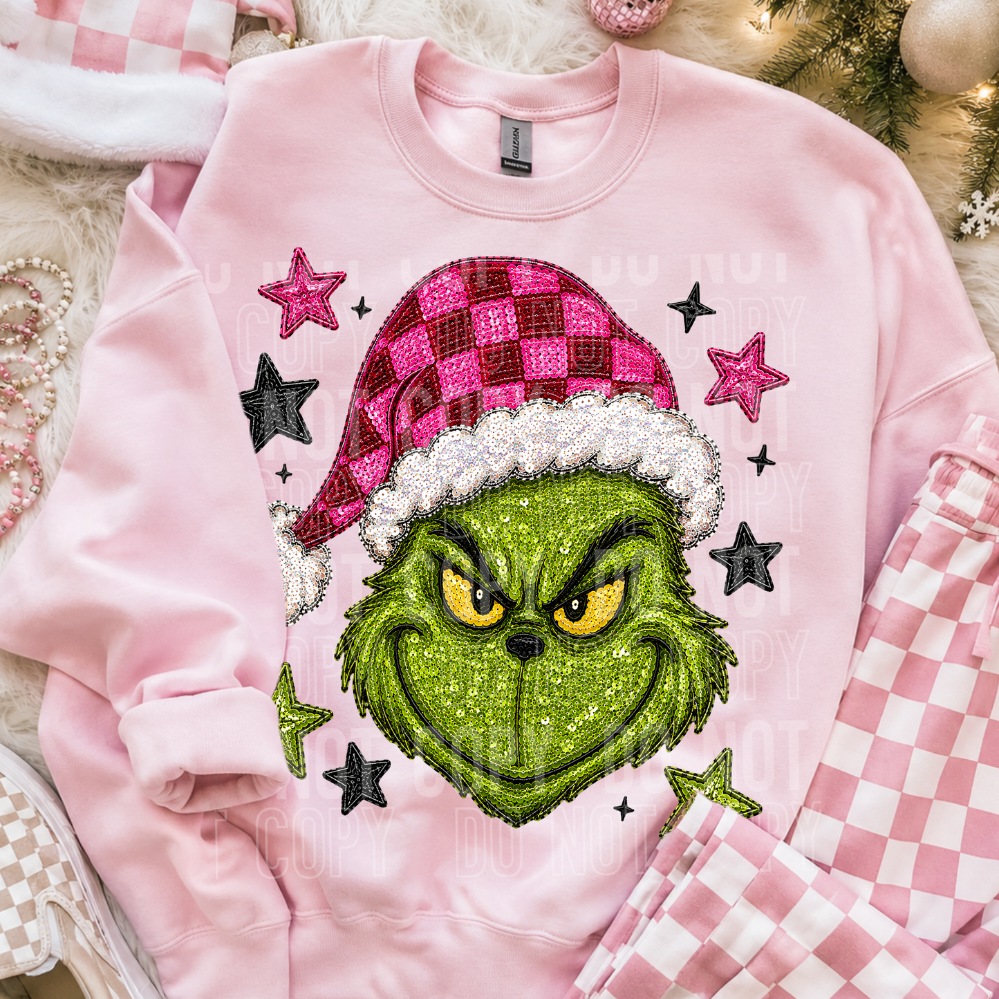 Christmas Face Faux Sequin - Semi Exclusive - 2026 - PNG file- Digital Download