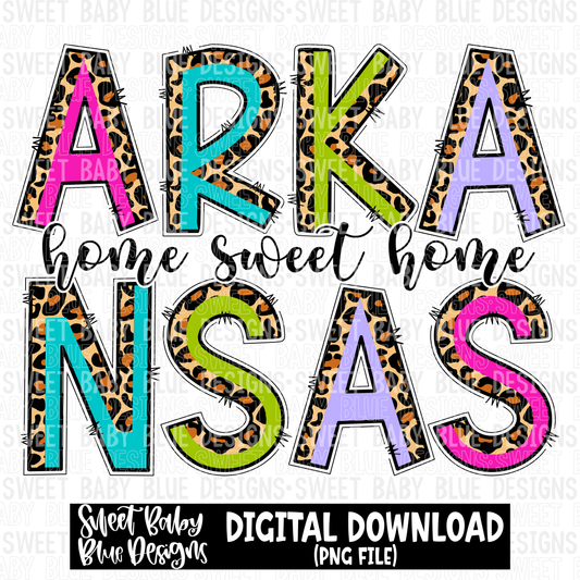 Arkansas - Home sweet home - Leopard- 2023- PNG file- Digital Download