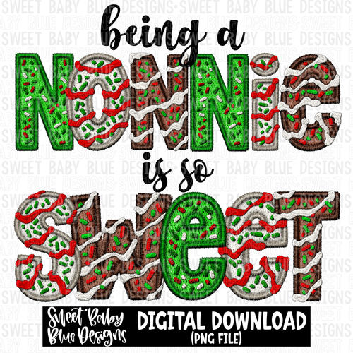 Being a Nonnie is so sweet - Christmas - Faux- 2023- PNG file- Digital Download