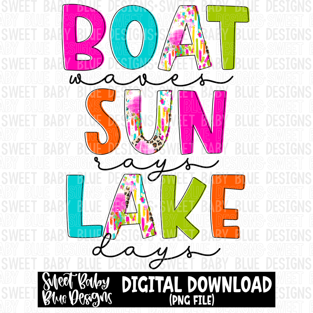 Boat waves sun rays lake days - Summer - 2023- PNG file- Digital Download