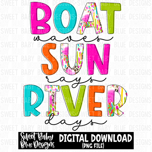 Boat waves sun rays River days - Summer - 2023- PNG file- Digital Download