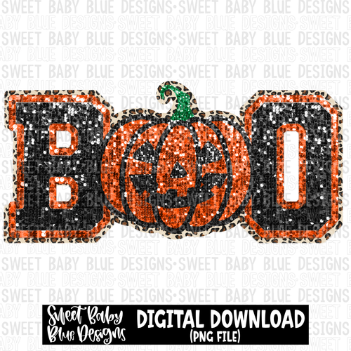 Boo- Halloween - Sequin- Leopard - 2023- PNG file- Digital Download