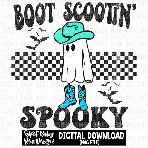 Boot scootin' spooky- Halloween- Blue - 2023 - PNG file- Digital Download