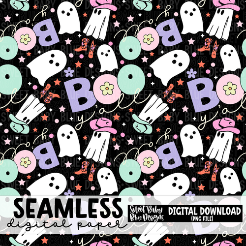 Boo y'all- Seamless digital paper - Retro- 2023 -PNG file- Digital Download