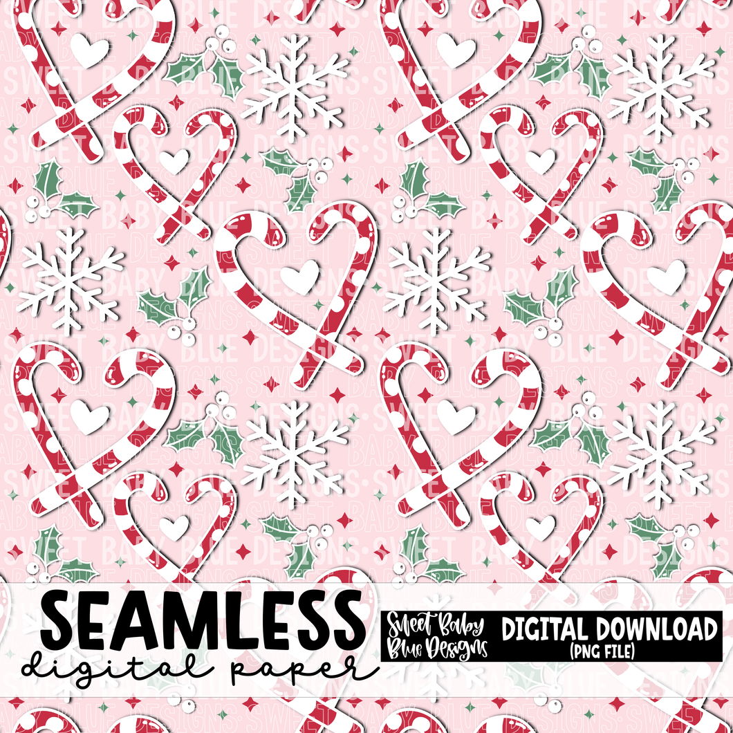 Candy cane seamless digital paper- Seamless- Digital paper - PNG file- Digital Download