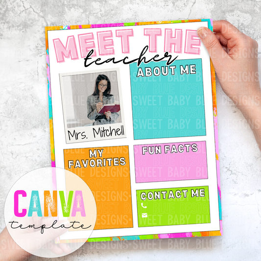 Meet the teacher - Edit in Canva- 2024- PNG file- Digital Download