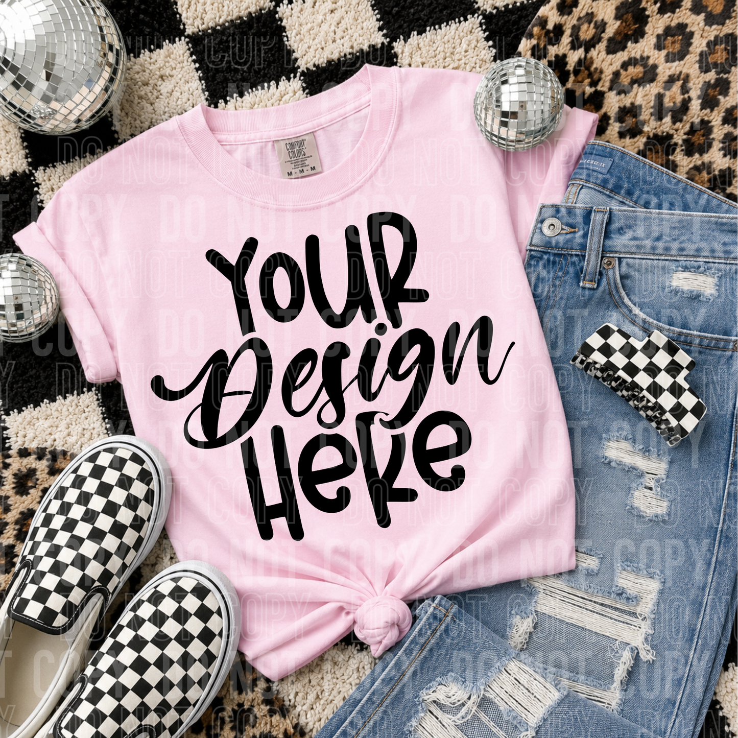 Light Pink CC 1717- Leopard Checkered - 2026 - PNG file- Digital Download