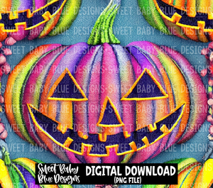 Colorful jack o lantern - 20 oz. skinny tumbler- 2023 -PNG file- Digital Download