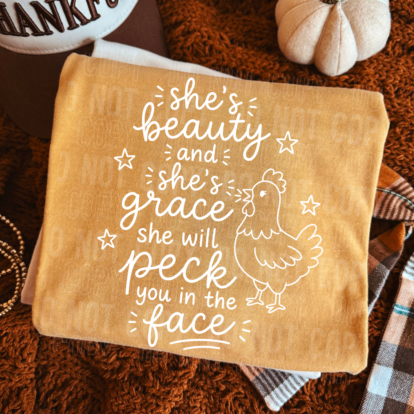 She's Beauty and She's Grace  - BLACK and WHITE fonts - 2026 - PNG file- Digital Download