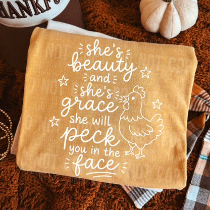 She's Beauty and She's Grace  - BLACK and WHITE fonts - 2026 - PNG file- Digital Download