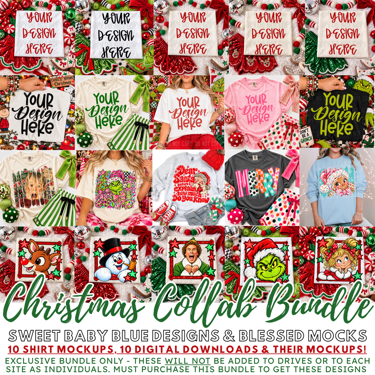 Christmas Collab- Blessed Mocks & Sweet Baby Blue Designs - 10 Mockups & 10 digital downloads - 2026 - PNG file- Digital Download