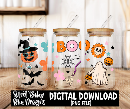 Boo - Halloween - 16 oz glass wrap - 2024- PNG file- Digital Download