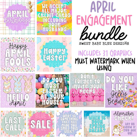 April 2026 Engagement Bundle - Interactive post- 2026- PNG file- Digital Download