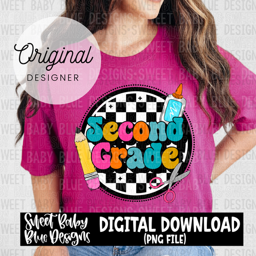 Second grade - Checkered - 2024- PNG file- Digital Download