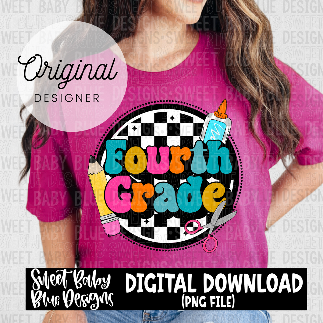 Fourth grade - Checkered - 2024- PNG file- Digital Download