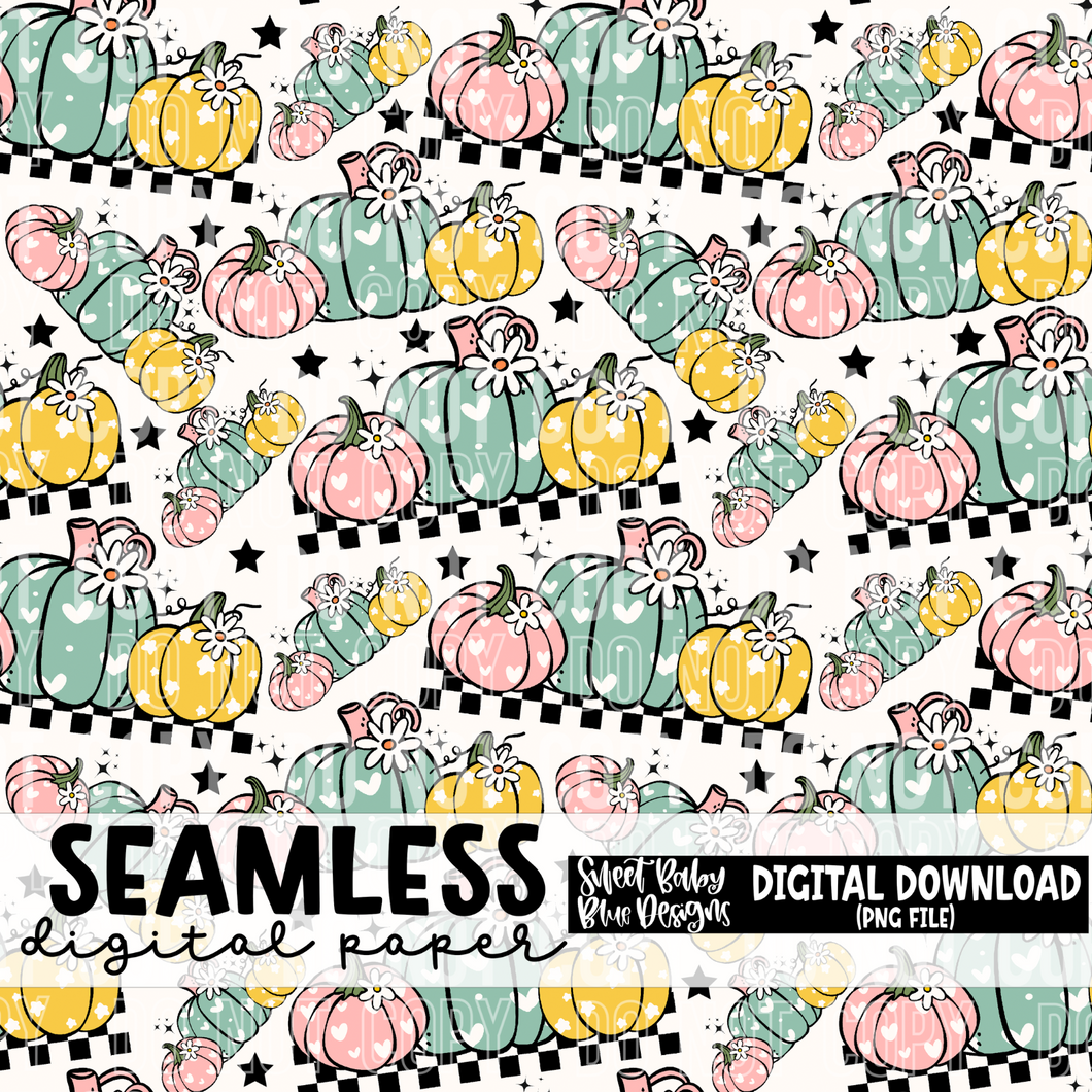 Pumpkin checkered - Seamless - Digital paper- 2024 - PNG file- Digital Download