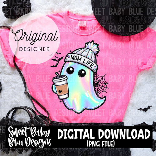 Mom life ghost coffee- Halloween - 2024- PNG file- Digital Download