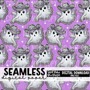 Rhinestone western ghost- Halloween - Seamless - Digital paper- 2024 - PNG file- Digital Download