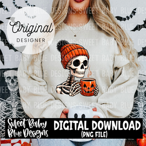 Skeleton coffee - Halloween - 2024 - PNG file- Digital Download