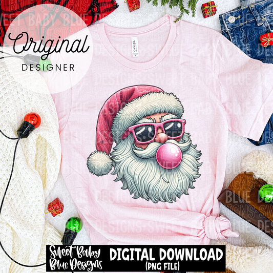 Santa glasses bubblegum - 2024- PNG file- Digital Download