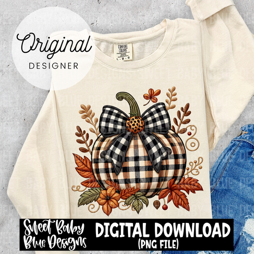 Fall plaid pumpkin floral - Fall - 2024- PNG file- Digital Download