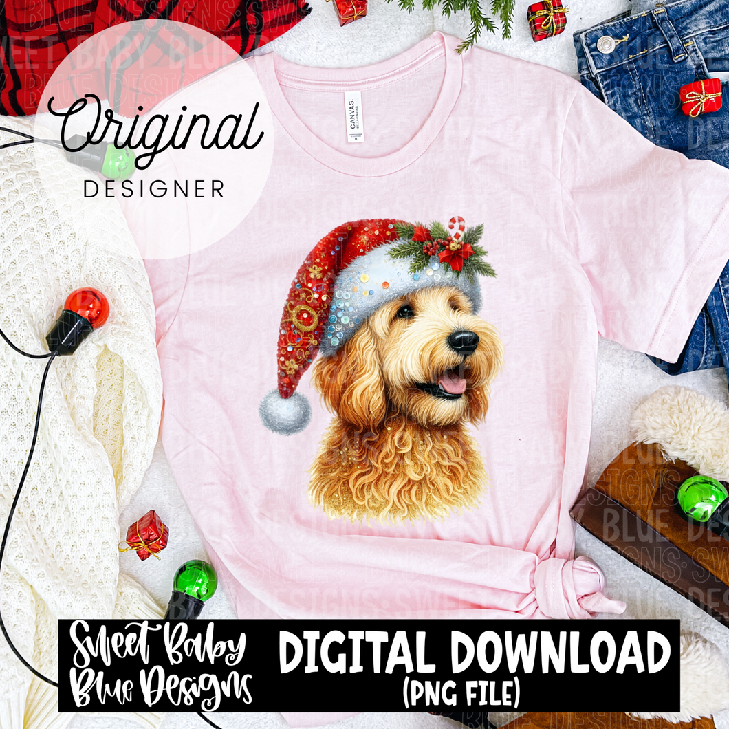 Christmas Golden Doodle- 2024 - PNG file- Digital Download