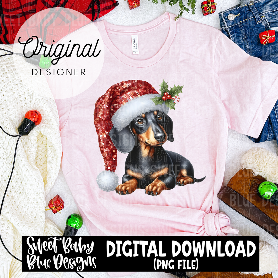 Christmas Dachshund - 2024 - PNG file- Digital Download