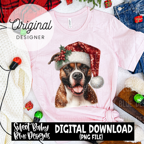 Christmas Pitbull - 2024 - PNG file- Digital Download