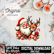 Vintage Santa Reindeer - Comes with Grunge design as well- 2024 - PNG file- Digital Download