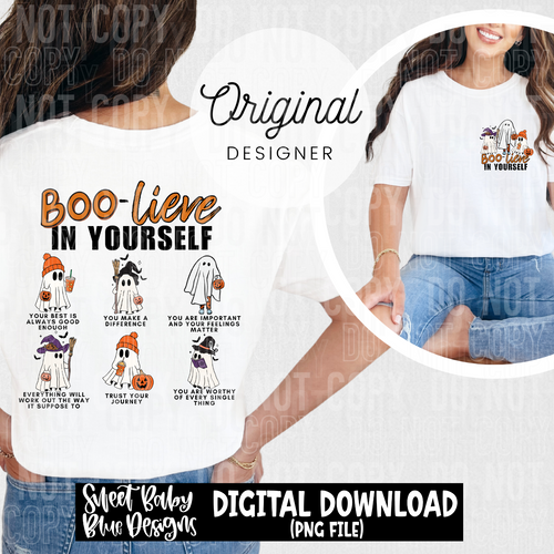 Boo-lieve in yourself- Halloween - 2024 - PNG file- Digital Download