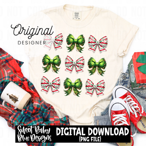 Christmas tree and green fur bow - 2024 - PNG file- Digital Download