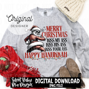 Merry Christmas Happy Hanukkah - Christmas - 2024 - PNG file- Digital Download