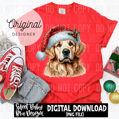 Christmas Golden Retriever - 2024 - PNG file- Digital Download