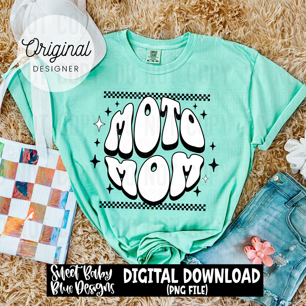 Moto mom - Checkered - 2025 - PNG file- Digital Download