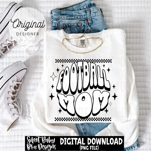 Football mom - Checkered - 2025 - PNG file- Digital Download