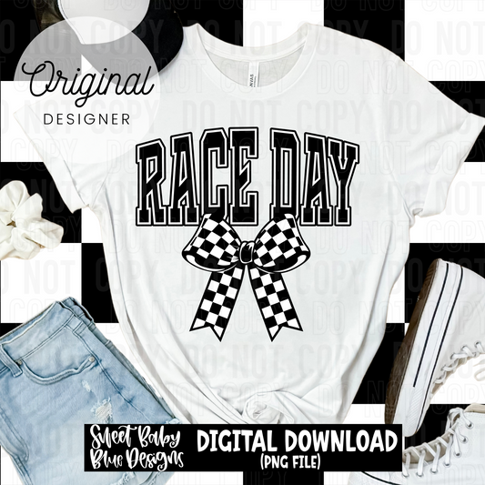 Race day checkered bow - 2025 - PNG file- Digital Download