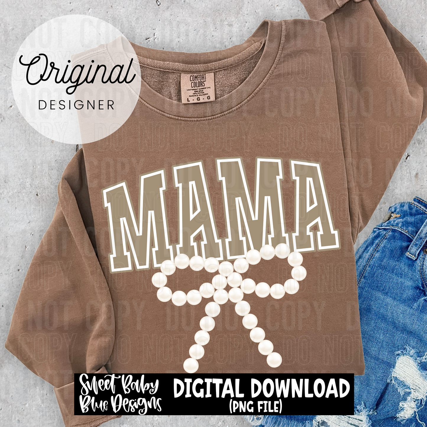 Mama pearl brown font - 2025 - PNG file- Digital Download